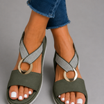 Noreen Cross-Strap Comfort Sandals - Khaki