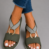 Noreen Cross-Strap Comfort Sandals - Khaki
