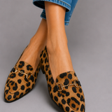 Shirley Leopard Print Loafers - Black