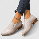 Valerie | Pointed-Toe Block-Heel Loafers - Grey