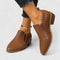 Valerie | Pointed-Toe Block-Heel Loafers - Brown