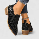 Valerie | Pointed-Toe Block-Heel Loafers - Black