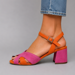 Yvonne Colourblock Block-Heel Sandals