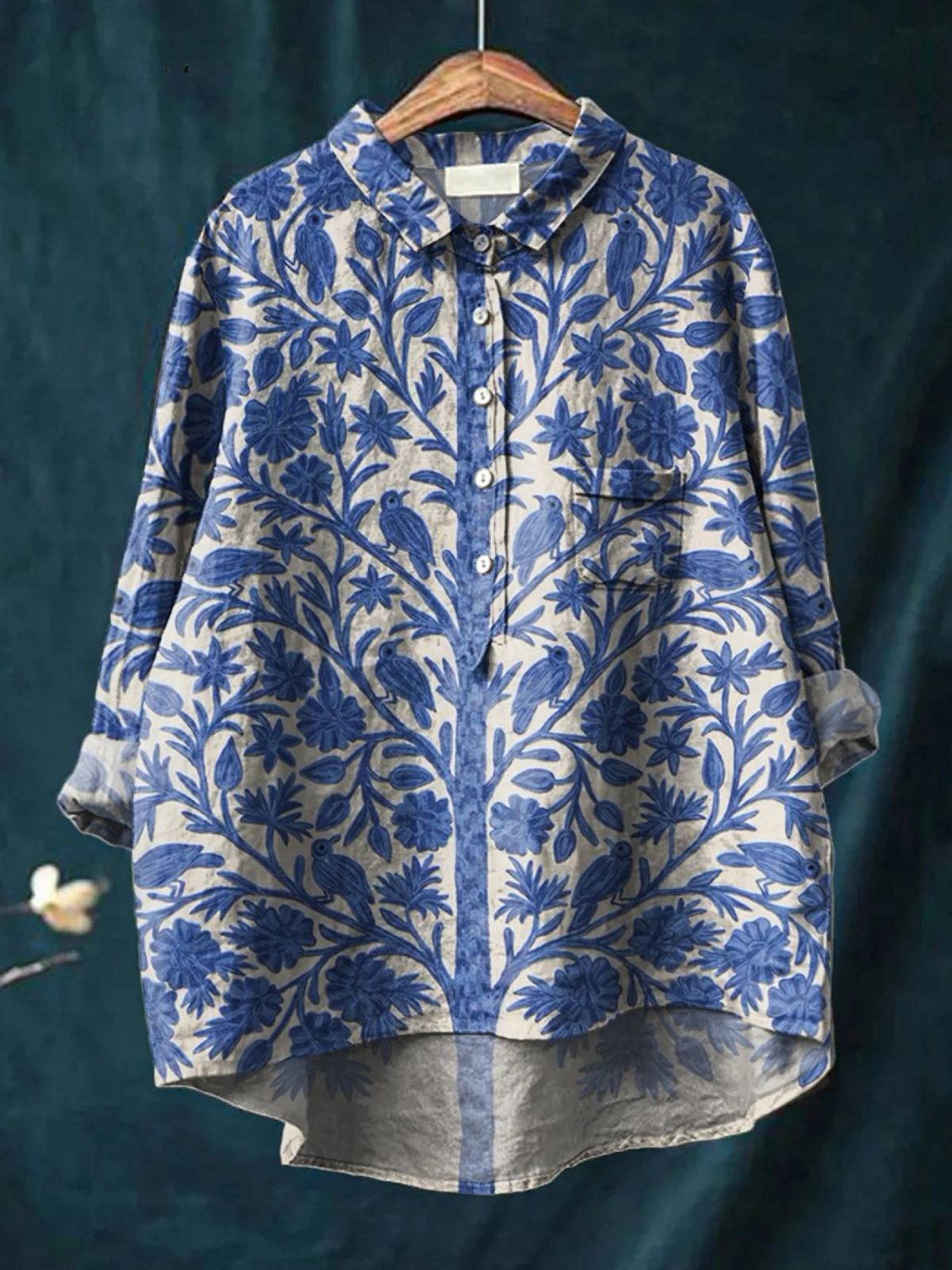 Paula | Vintage-Inspired Casual Women's Blouse with Indian Floral Design