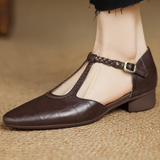 Peony T-bar shoes with woven upper