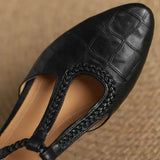 Peony T-bar shoes worn with a dress