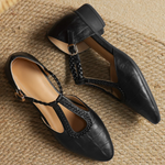 Peony T-bar shoes in brown and black