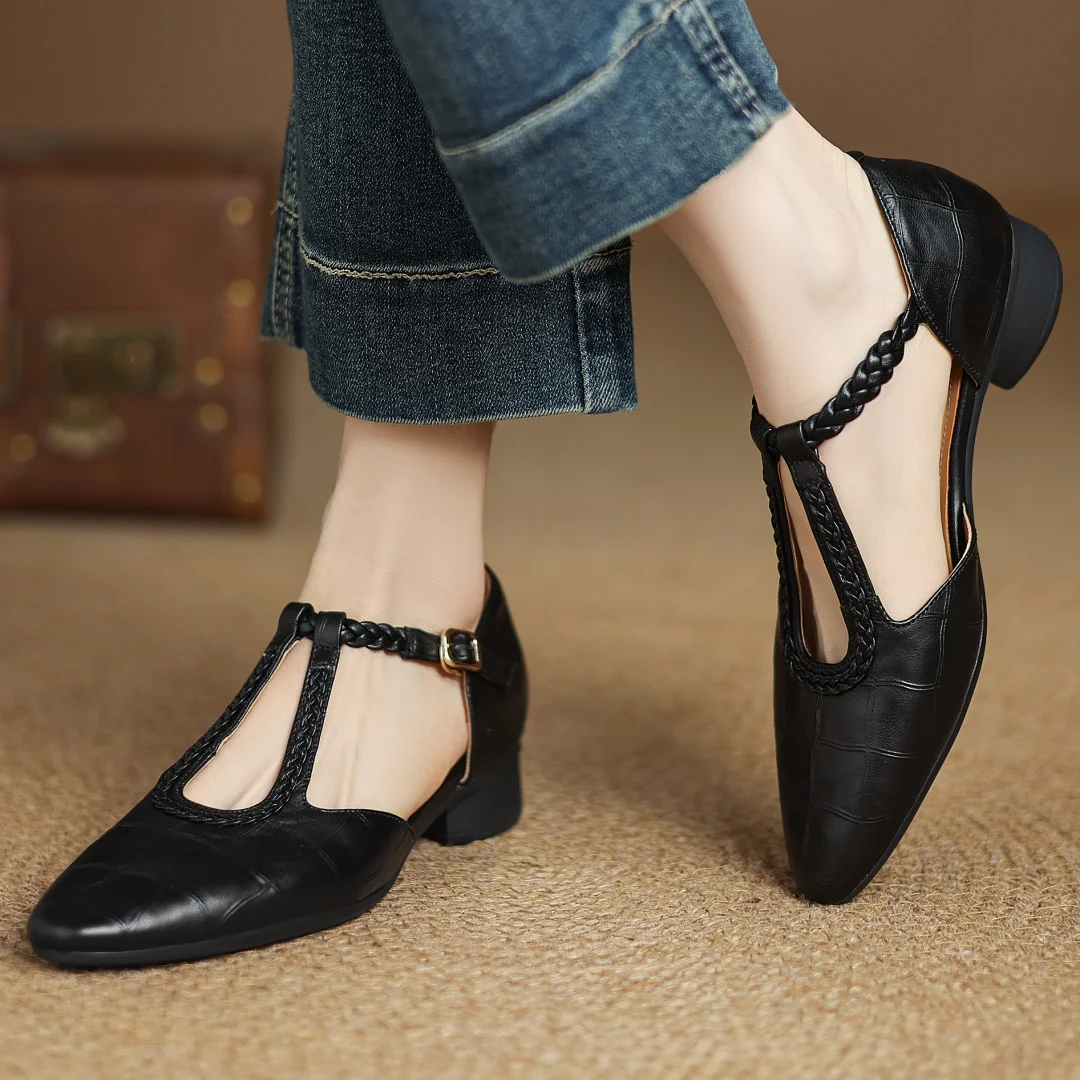 Peony T-bar shoes, side view