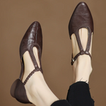 Peony T-bar shoes, strap detail