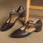 Peony T-bar shoes in black