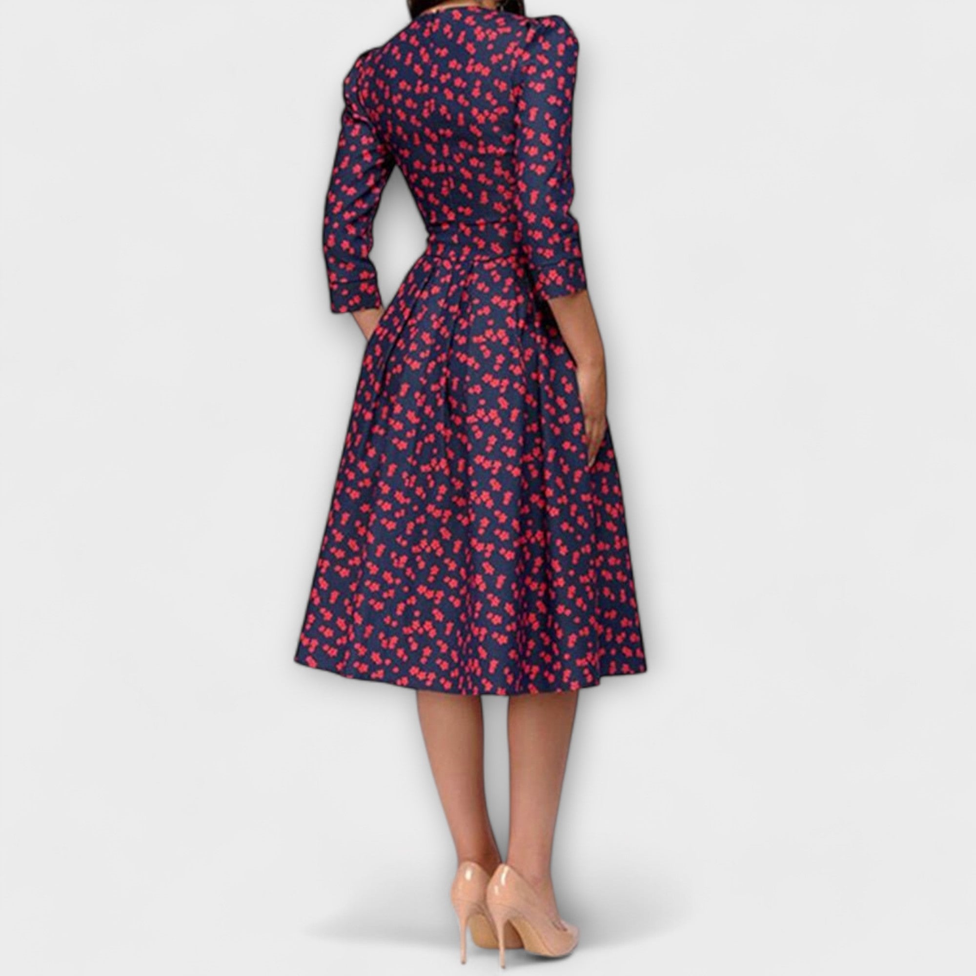 Retrozo - Elegant Knee-Length Dress