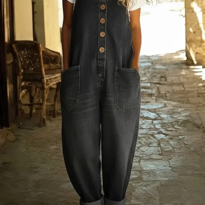 Zoe - Vintage-Wash Denim Jumpsuit