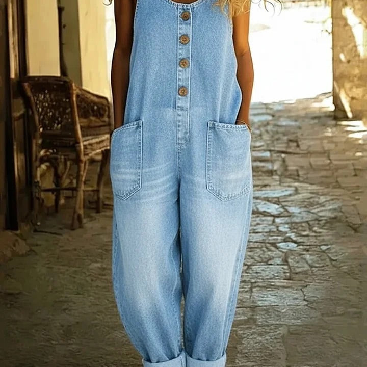 Zoe - Vintage-Wash Denim Jumpsuit