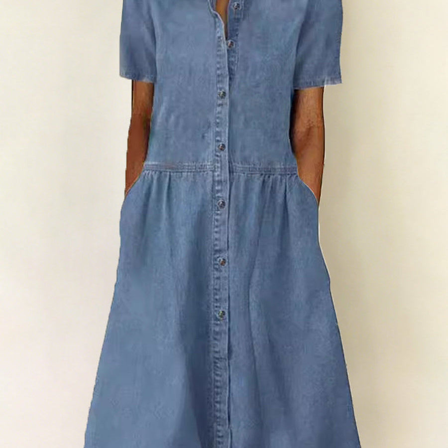 Bethany - Short-Sleeve Denim Dress