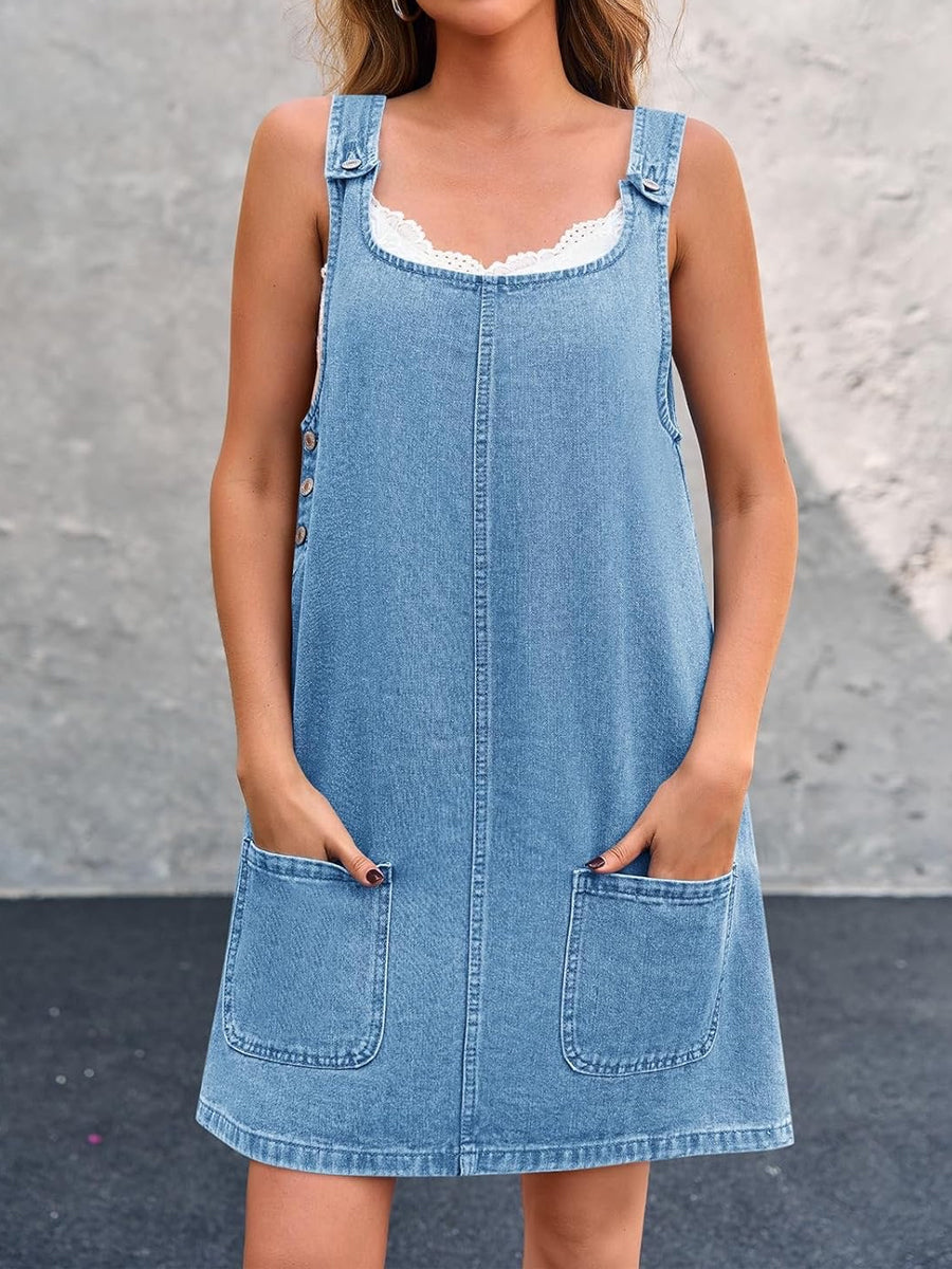 Daisy - Casual Denim Pinafore Dress