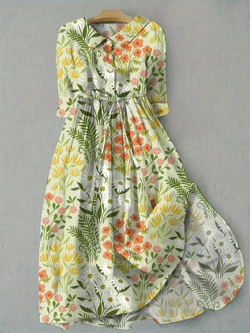 Valentina floral dress in a cotton and linen blend