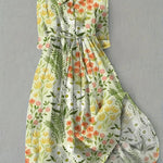 Valentina floral dress in a cotton and linen blend