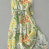 Valentina floral dress in a cotton and linen blend