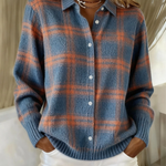 Zafira | Warm Blue Checked Cardigan
