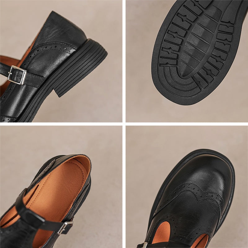 Zinnia Mary Jane shoes in brown and black